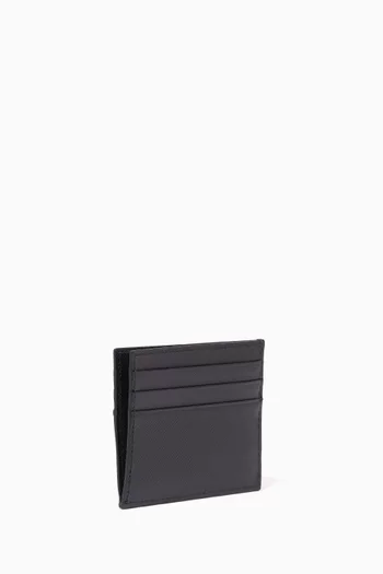 Black Cartilio Logo Saffiano Leather Card Holder