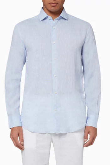 Long-Sleeved Linen Shirt
