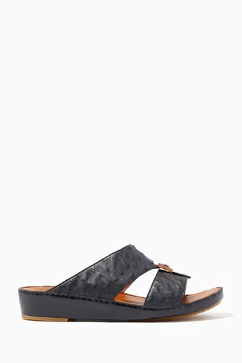 Deep-Navy Ostrich Quadratura Sandals