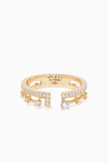 Avenues Asymmetrical Diamond Index Ring in 18kt Yellow Gold   