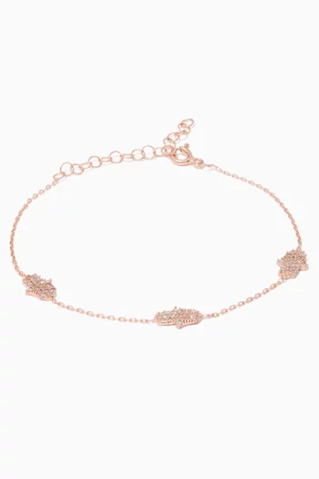 Rose Gold-Plated Silver & Zircon Hamsa Hand Bracelet  