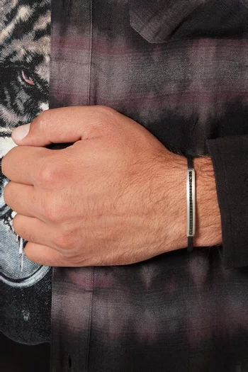 Pavé Black Diamonds Leather ID Bracelet