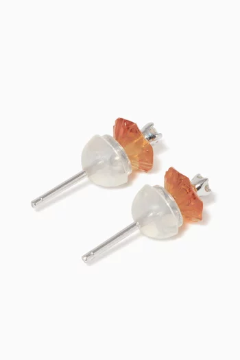 Floral Citrine Diamond Stud Earrings   