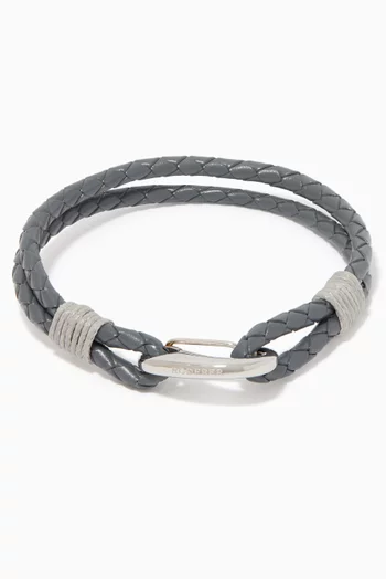 Elio 2-Line Woven Leather Bracelet  