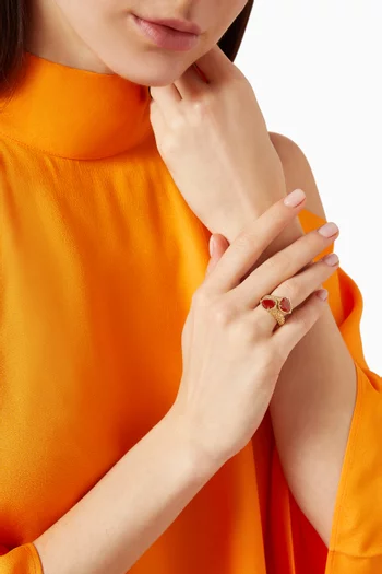 Serpent Bohéme Toi et Moi Carnelian Ring in 18kt Yellow Gold, S Motifs  