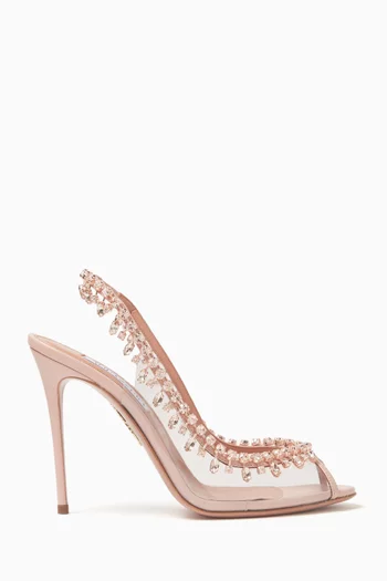 Temptation 105 Crystal Slingback Sandals in Plexi