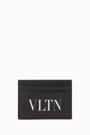 حافظة بطاقات جلد مزينة بشعار VLTN