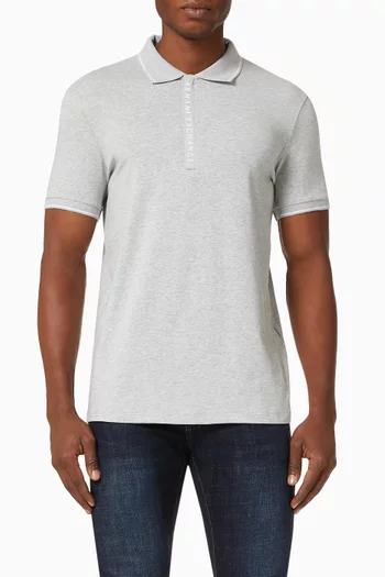 AX Logo Cotton-blend Polo Shirt   