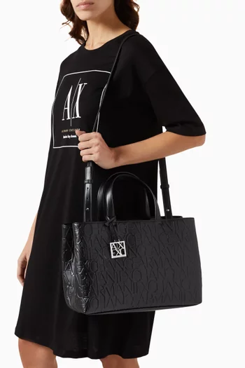 AX Logo-embossed Tote Bag in Faux Leather