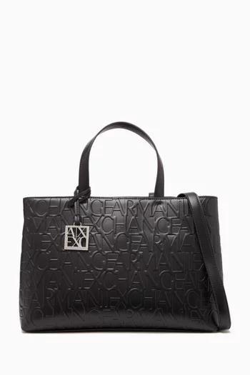 AX Logo-embossed Tote Bag in Faux Leather