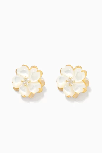 Floral Diamond Stud Earrings    