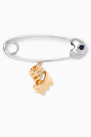 "It's a Roller Skate!" Sapphire Baby Pin with Diamond in 18kt Gold 