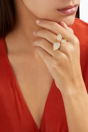 Serpent Bohème Three Motifs Diamond Ring in 18kt Yellow Gold