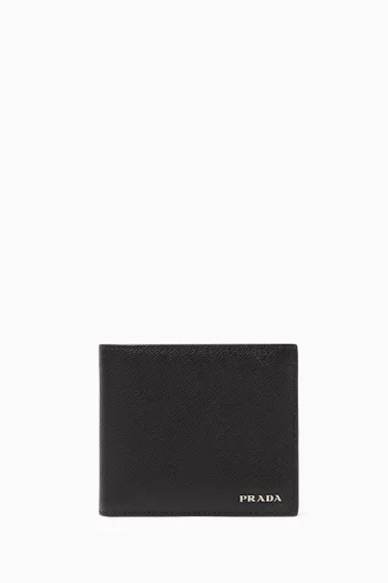 Metal Logo Wallet in Saffiano Leather     