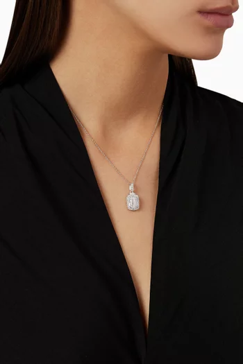 Square Pendant Necklace in Sterling Silver    