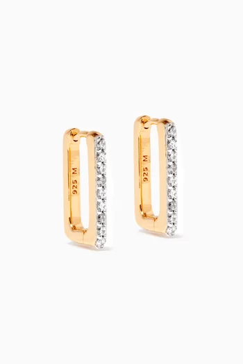 Pavé Ovate Huggies in 18kt Gold-Plated Sterling Silver   