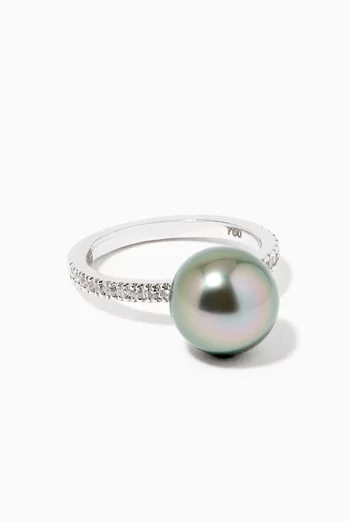 Zoja Pearl Meteore Diamond Ring in 18kt White Gold