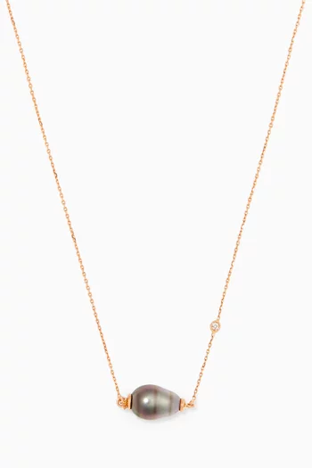 Links of Love My First Pearl Diamond Necklace in 18kt Rose Gold 