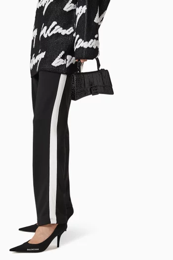 حقيبة بيد علوية وتصميم مقوس من جلد عجل لامع بنقشة جلد تمساح بمقاس XS