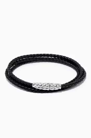 Chevron Triple-Wrap Bracelet in Woven Leather  