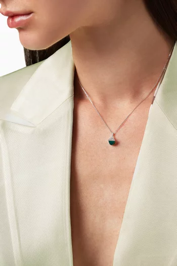 Cleo Rev Green Agate Diamond Mini Pendant Necklace in 18kt White Gold