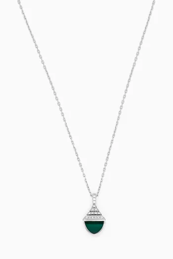 Cleo Rev Green Agate Diamond Mini Pendant Necklace in 18kt White Gold
