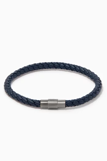 Sergio Leather Bracelet in Woven Grain Leather   