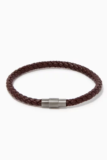Sergio Leather Bracelet in Woven Grain Leather   