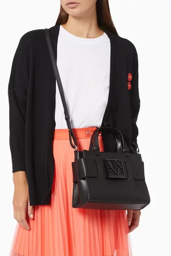 حقيبة يد بحلية شعار الماركة جلد صناعي