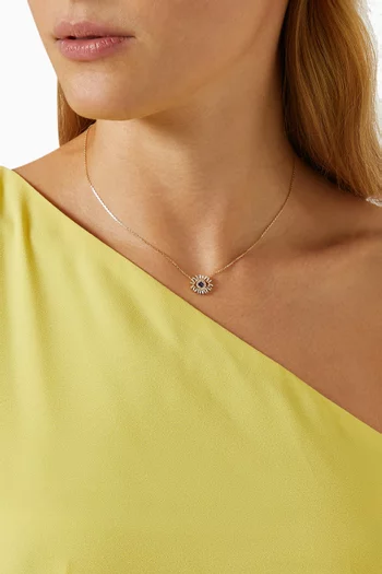Mini Evil Eye Blue Sapphire Necklace in 18kt Yellow Gold