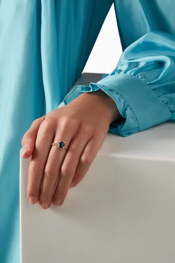 Châtelaine® Hampton Blue Topaz Diamond Ring in 18kt Yellow Gold, 7mm