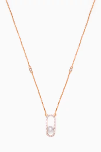 Diamond Pearl Track Necklace in 14kt Yellow Gold    