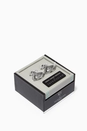 x Zaha Hadid Design Twisted Cufflinks in Stainless Steel    