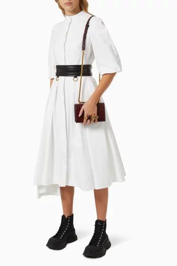 Mini Jewelled Satchel in Croc-embossed Leather