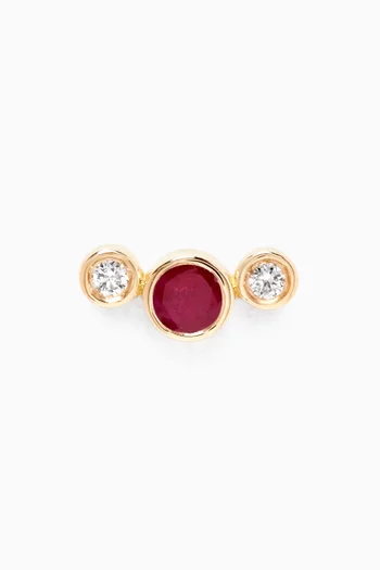 Diamond & Ruby Single Stud in 18kt Yellow Gold 
