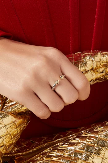 خاتم رينيسنس مرصع بماس وذهب أصفر عيار 14 فضة إسترلينية‏