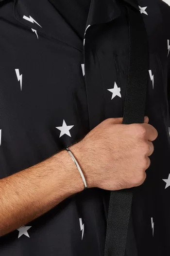 Orson Loop Leather Bracelet in Sterling Silver