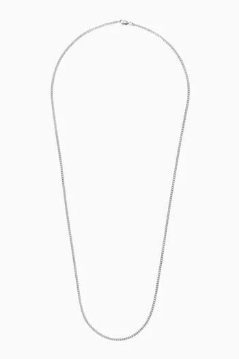 Cuban Chain Necklace in Sterling Silver, 2mm   