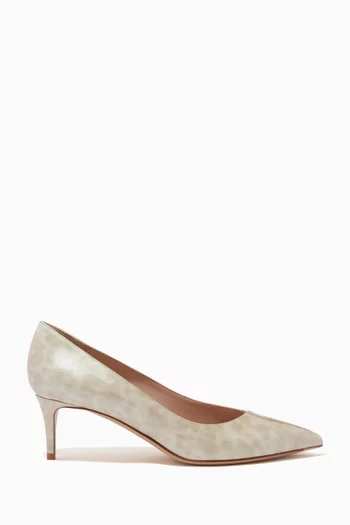 Asymmetric Line Pumps in Turtle Print Leather  