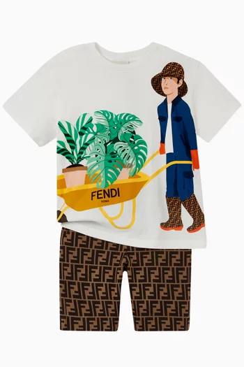 FF Logo Cotton Blend Shorts      