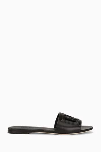 حذاء بيانكا مفتوح جلد بشعار حرفي DG بتصميم ميلينيال