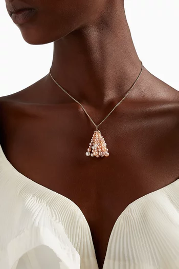 Bahar Diamond Necklace with Pearls in 18kt Rose Gold, Small