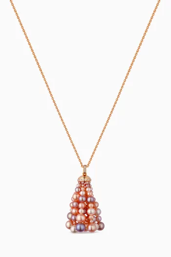 Bahar Diamond Necklace with Pearls in 18kt Rose Gold, Small