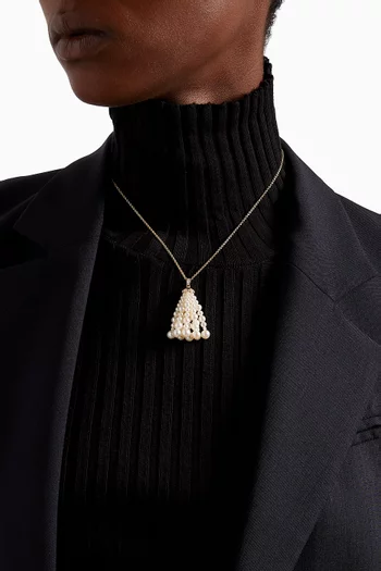 Bahar Diamond Necklace with Pearls in 18kt Yellow Gold, Small 