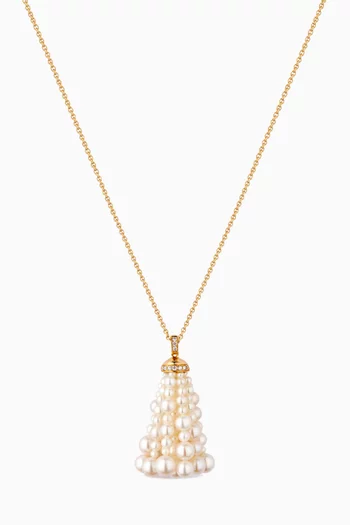 Bahar Diamond Necklace with Pearls in 18kt Yellow Gold, Small 