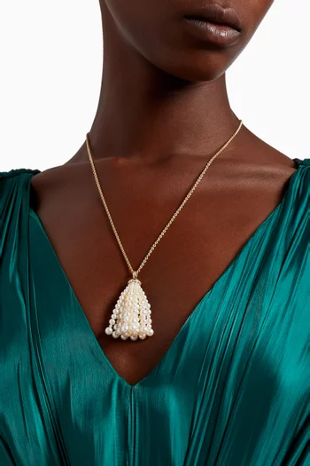 Bahar Diamond Necklace with Pearls in 18kt Yellow Gold, Medium