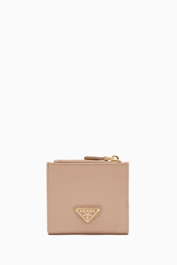 Triangle Logo Small Wallet in Saffiano Leather