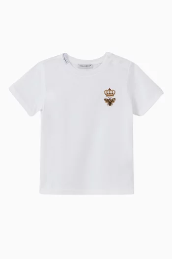 Cotton Jersey T-shirt with Bee & Crown   