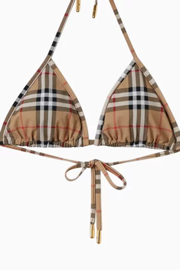 طقم بيكيني بتصميم مثلث ونقشة مربعات