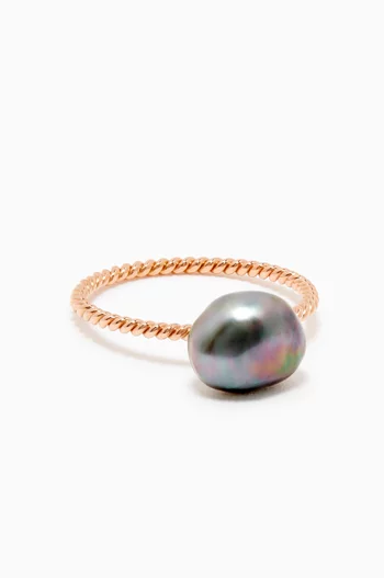 Pearl Twisted Ring in 18kt Rose Gold         